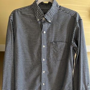 J. Crew Mercantile Men's Button Up Oxford Shirt Medium M Navy White Checkered